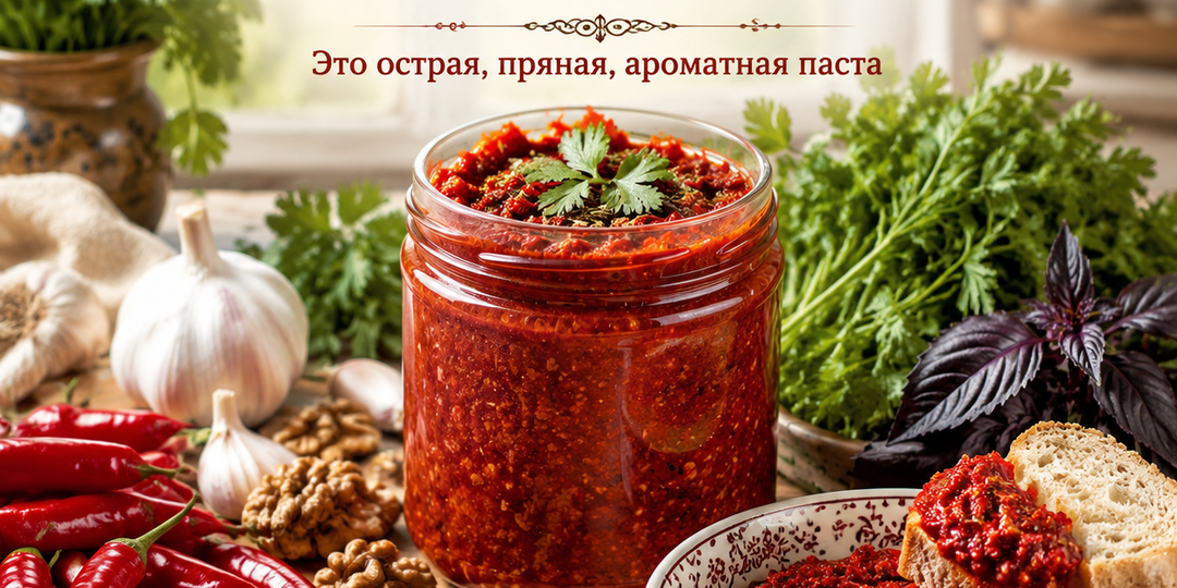 Классической аджики по-абхазски. Это острая, пряная, ароматная паста