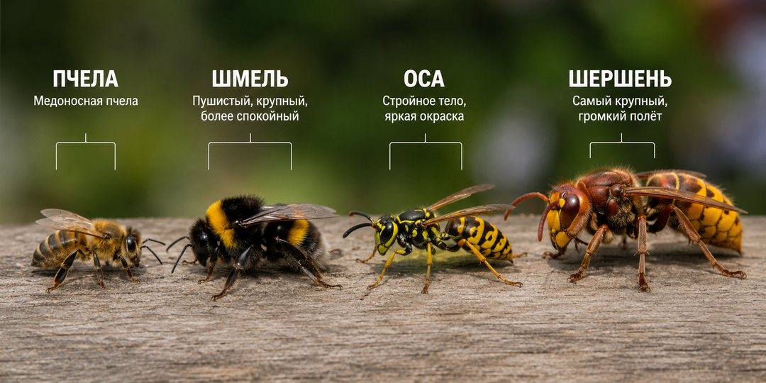 Пчела, оса, шмель и шершень: кто есть кто и чей укус действительно опаснее