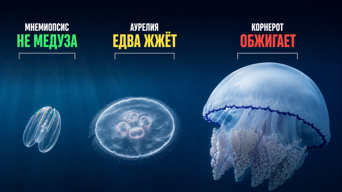 Медузы Чёрного и Азовского морей: корнерот, аурелия и гребневик — кто обжигает