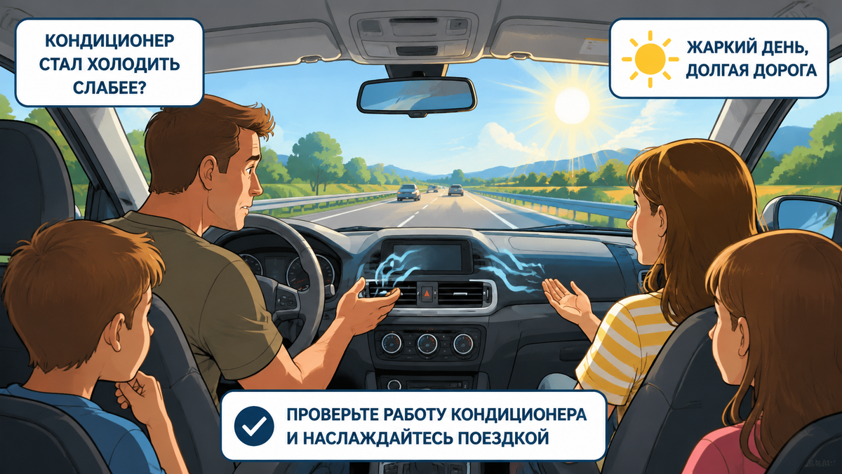 Ехал по жаре несколько часов, кондиционер стал слабее: что проверить до заправки фреона