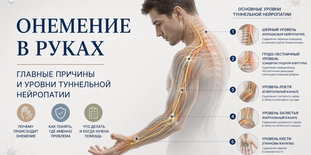 Онемели пальцы на руке — это шея?