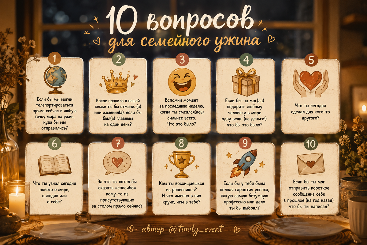 10 вопросов для семейного ужина автор Султанов Алмаз ведущий для подростков 10+