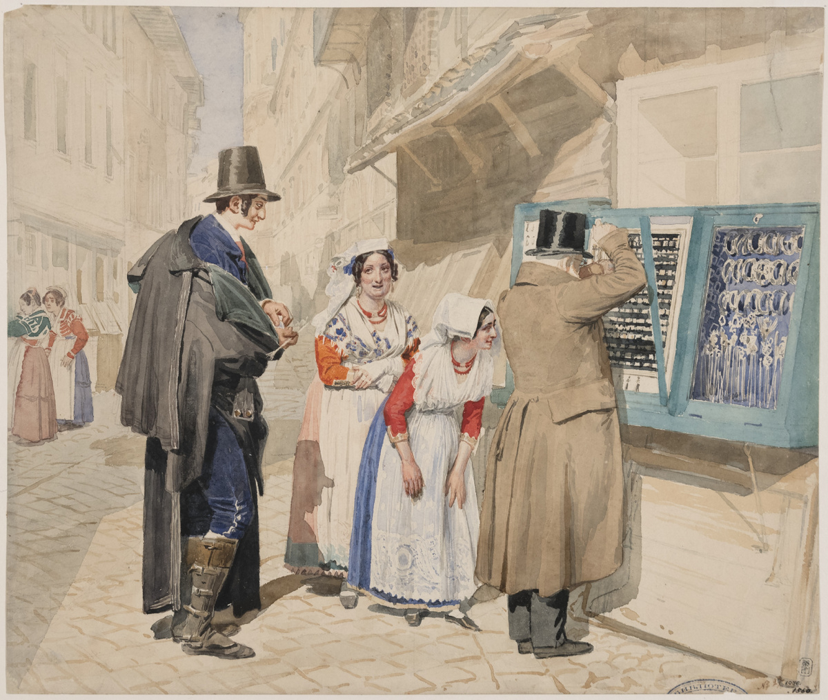 Жених, покупающий кольцо невесте. 1839. ГРМ.
