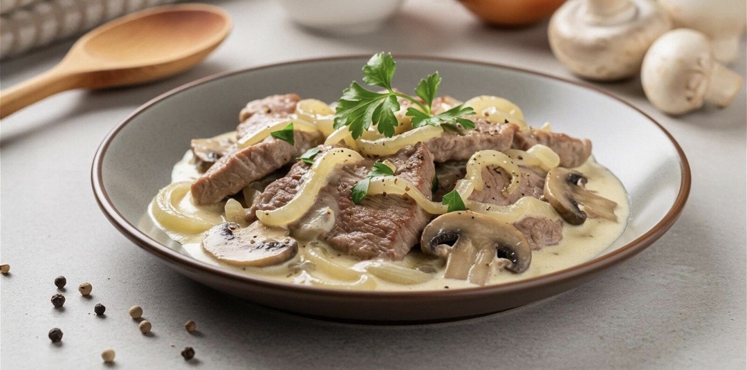 🥩 Сочная свинина с грибами в сливочном соусе — ресторанный ужин у вас дома