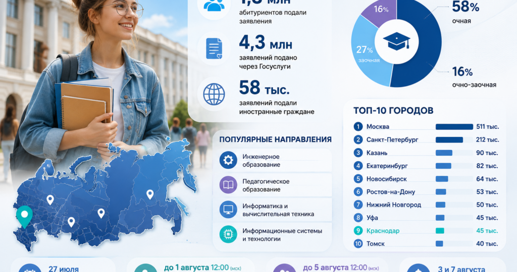 Краснодар вошел в топ-10 городов по числу абитуриентов в России