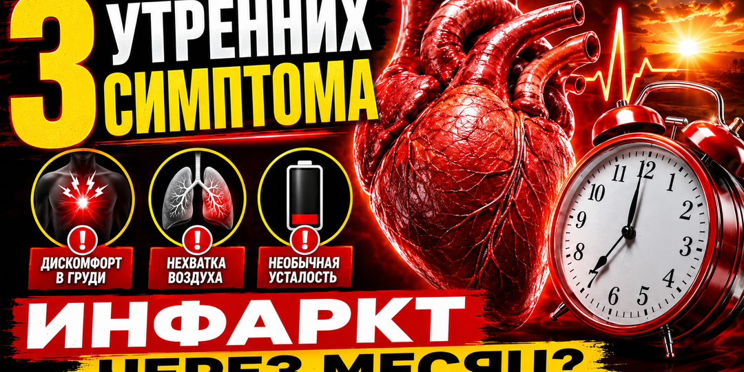 Кардиолог: Три утренних симптома, которые предупреждают об инфаркте за месяц