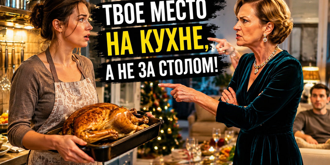 «Пока ты накрываешь стол, твоего места за ним нет», — холодно сказала свекровь. Но в новогоднюю ночь всё изменилось за одну минуту