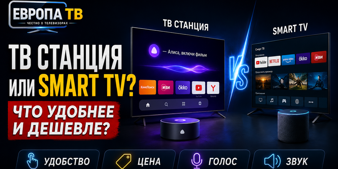 ТВ Станция с Алисой или обычный Smart TV с отдельной колонкой: что удобнее и дешевле