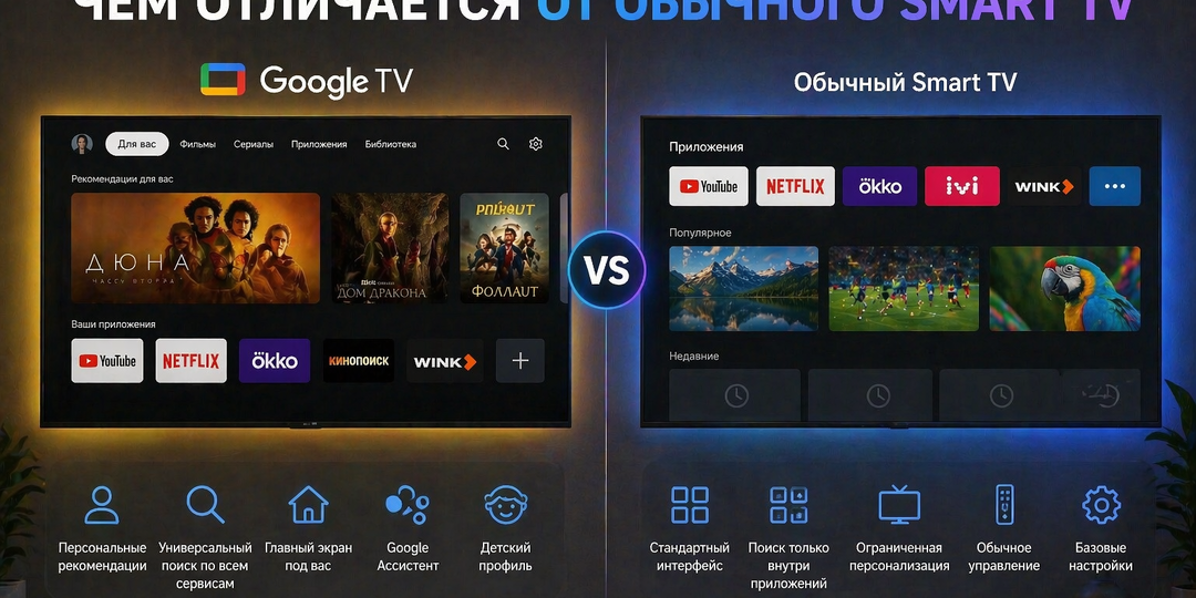 Google TV в телевизоре: чем отличается от обычного Smart TV