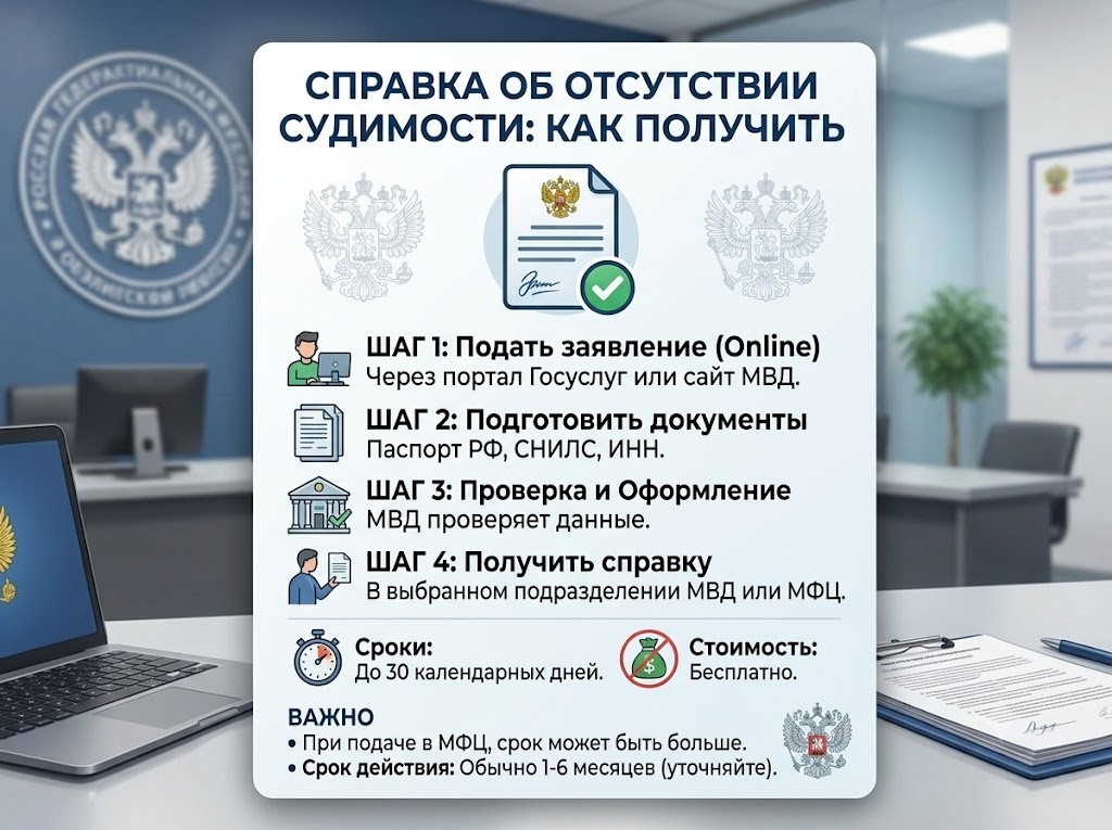 Справка об отсутствии судимости в 2026 году: как получить и сколько ждать 
