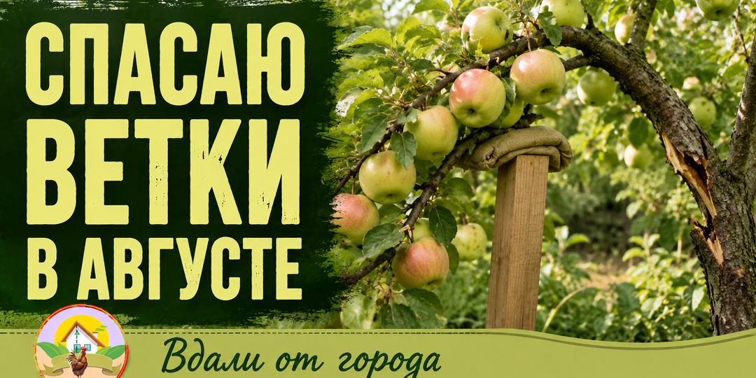 Каждый август ставлю подпорки под эти ветки. Один день может спасти дерево от поломки