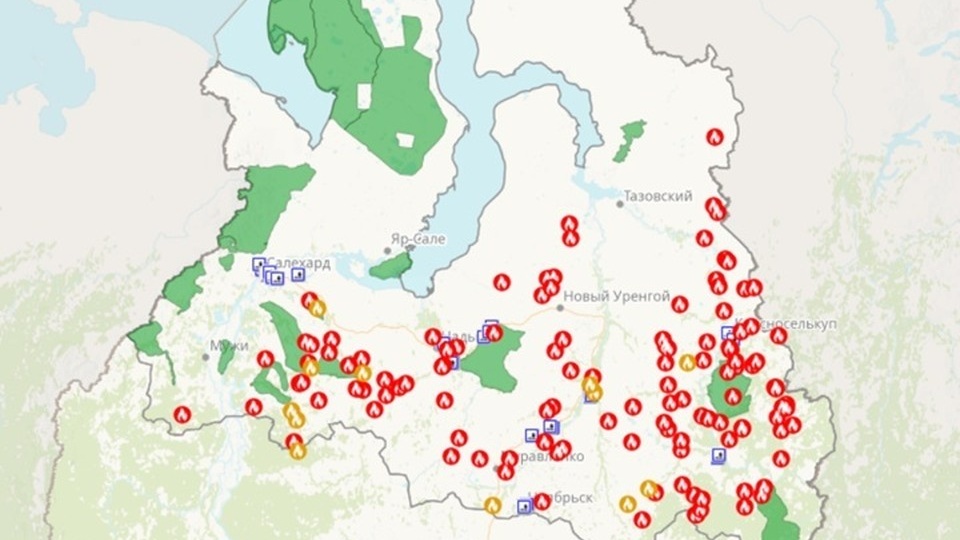 Леса горят на площади 26262,5 га на Ямале 2 августа
