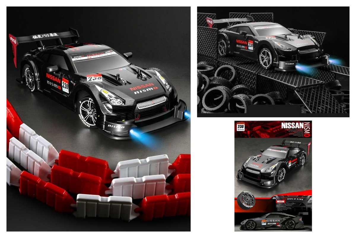 Радиоуправляемая машинка Nissan GTR R35 дрифт, полный привод, 30 км/ч - чёрная