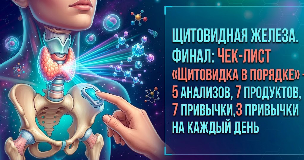 Щитовидная железа. Финал: Чек-лист «Щитовидка в порядке» - 5 анализов, 7 продуктов, 3 привычки на каждый день