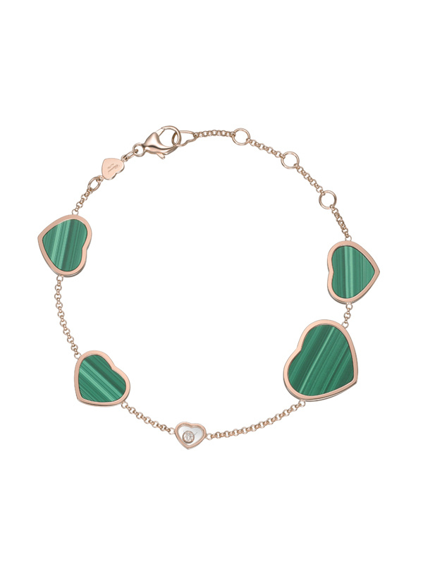 Браслет Chopard Happy Diamonds из розового золота с малахитом и плавающим бриллиантом