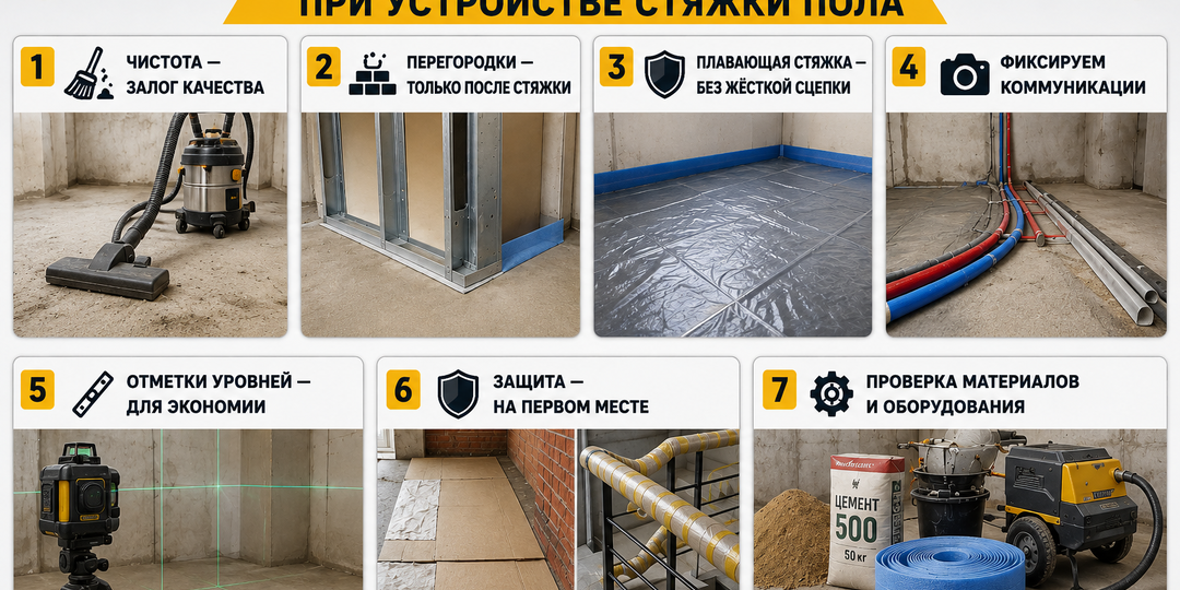 Наши главные правила при устройстве стяжки пола
