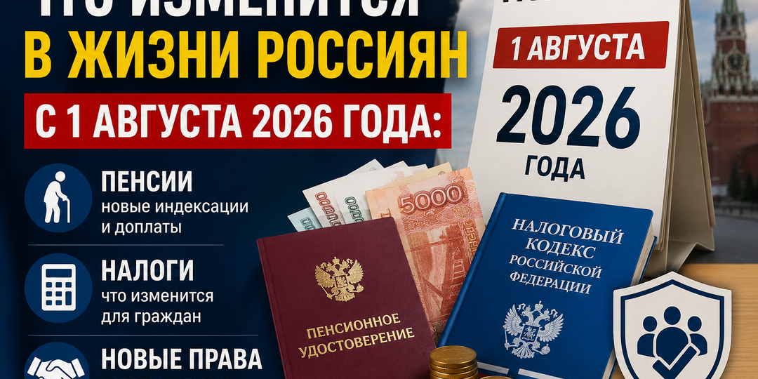 Что изменится в жизни россиян с 1 августа 2026 года: пенсии, налоги и новые права
