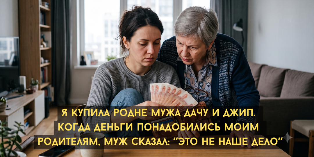 Я купила родне мужа дачу и джип. Когда деньги понадобились моим родителям, муж сказал: “Это не наше дело”