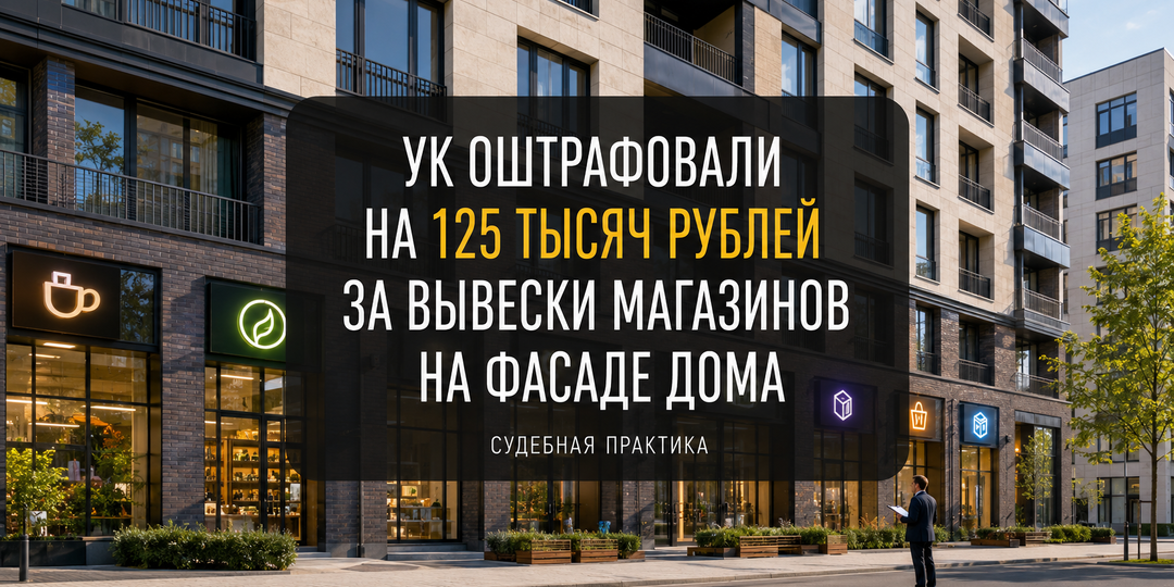 УК оштрафовали на 125 тысяч рублей за вывески магазинов на фасаде дома