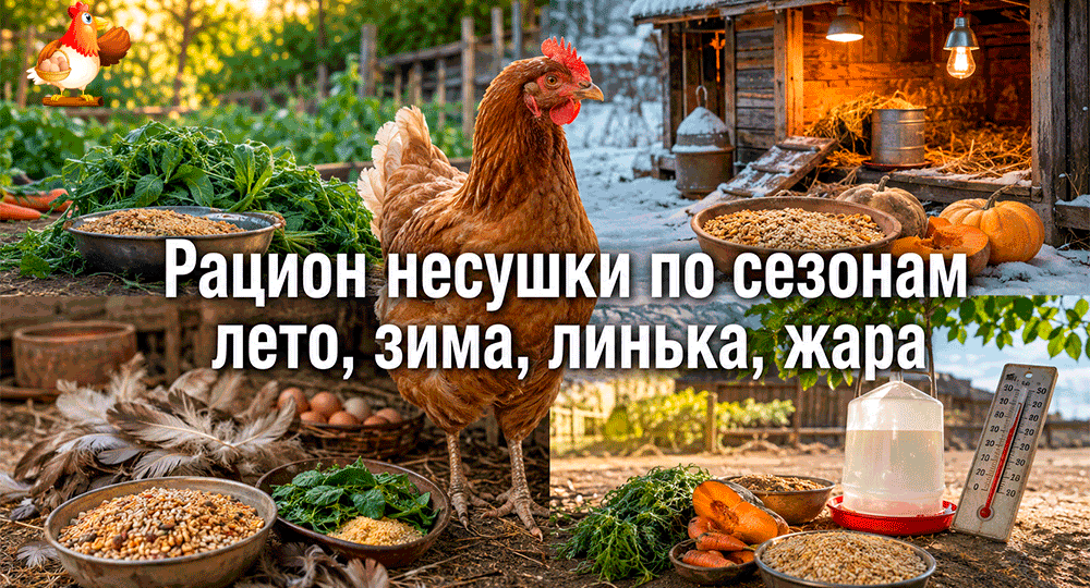 Рацион несушки по сезонам – лето, зима, линька, жара и яйца будут круглый год 🥚🥚🥚