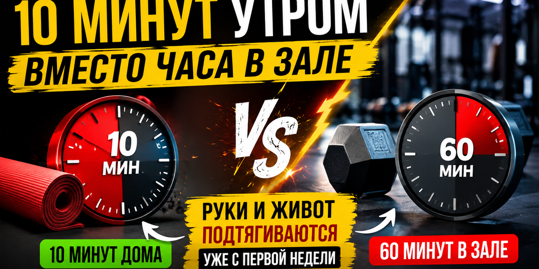 10 минут утром вместо часа в зале: простая тренировка, которая подтягивает руки и живот уже с первой недели