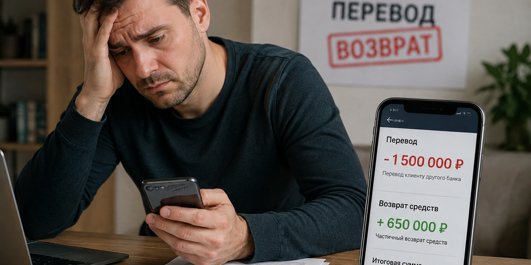 Перевёл 1,5 миллиона рублей, а вернуть смог только 650 тысяч: История об «ошибочных» переводах и судебных граблях