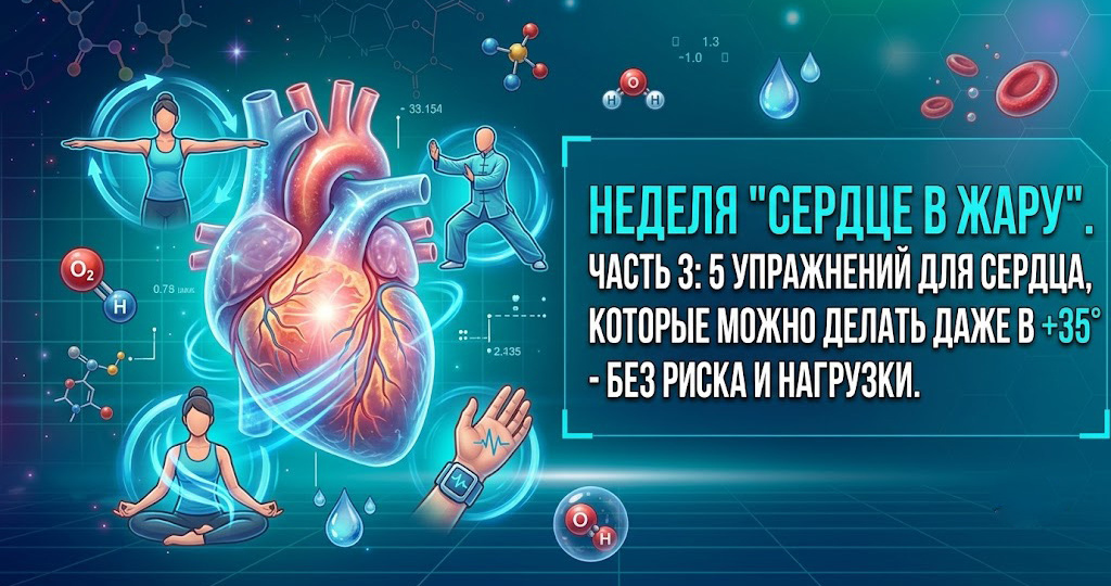 Неделя "Сердце в жару". Часть 3: 5 упражнений для сердца, которые можно делать даже в +35° - без риска и нагрузки