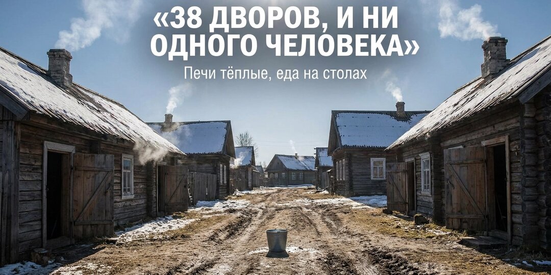 Тридцать восемь дворов, печи тёплые, еда на столах. А людей нет ни одного.