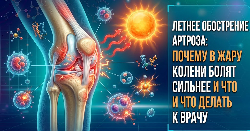 Летнее обострение артроза: почему в жару колени болят сильнее и что делать до визита к врачу ☀️🦵