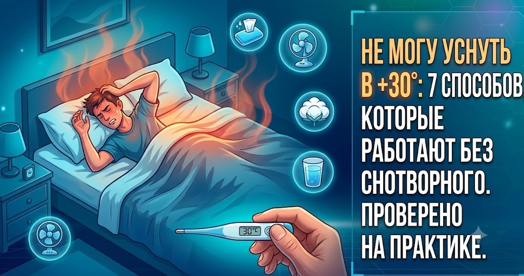 Не могу уснуть в +30°: 7 способов, которые работают без снотворного. Проверено на практике 🌙