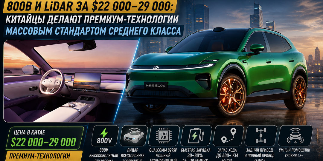 Changan Nevo Q06 2026 — 800В и LiDAR за $22 000-29 000: китайцы делают премиум-технологии массовым стандартом среднего класса