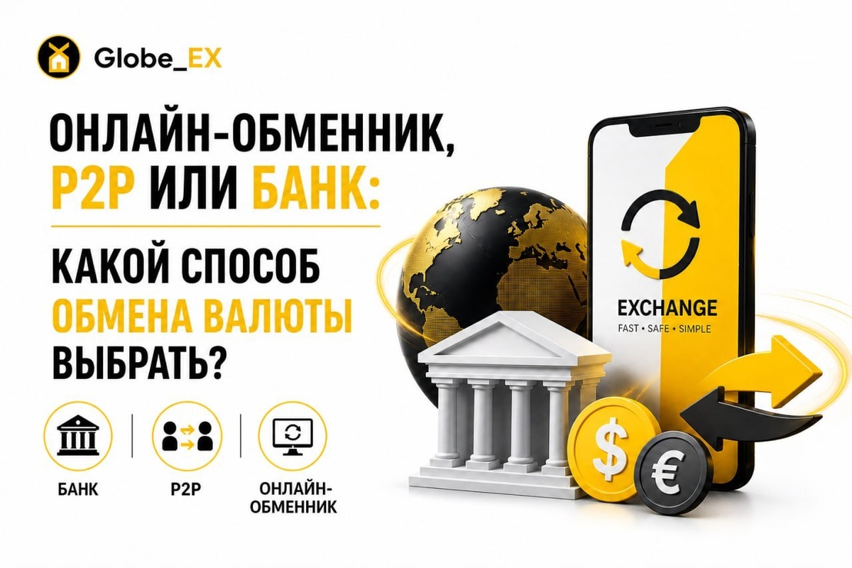 Сегодня обменять валюту можно за пару минут, но из-за изобилия вариантов возникает вопрос: что выбрать — банк, P2P или онлайн-обменник? У каждого способа свои нюансы.

🏦 Банки — надежно, но медленно

Классический вариант с привычным сервисом.

Минусы: курс часто отличается от рыночного, возможны комиссии, а международные переводы могут идти несколько дней и требовать подтверждения доходов.

🤝 P2P-платформы — обмен напрямую

Вы сделки совершаете с другими пользователями, а сервис выступает гарантом.

Плюсы: можно найти выгодный курс.

Минусы: нужно анализировать рейтинги контрагентов, учитывать лимиты и быть готовым к долгим спорным ситуациям. Вариант скорее для опытных.

⚡️ Онлайн-обменники — баланс скорости и удобства

Вы просто оформляете заявку и получаете результат без поиска покупателя/продавца.

Плюсы: фиксированный курс, прозрачные комиссии, быстрый обмен и помощь техподдержки.

Что выбрать?

• Банк — если не куда спешить и важна привычная привычная структура.

• P2P — если готовы самостоятельно искать выгодное предложение и проверять продавцов.

• Онлайн-обменник — если нужен быстрый и понятный обмен без лишних действий.

Почему выбирают Globe Ex?

В Globe Ex мы объединили ключевые плюсы онлайн-обмена:

• ⚡️ Быстрое оформление и проведение сделок.

• 💰 Конкурентные курсы и прозрачные условия без скрытых комиссий.

• 🔒 Гарантия безопасности и личный менеджер на всех этапах.

Выбирайте сервис с прозрачными правилами и хорошей репутацией!

---

📱 Сайт: globe-ex.net

😀 Telegram-канал: @Globe_Ex

✅ Официальный бот: @globe_exchange_bot

👨‍💼 Связь с менеджером: @GLOBE_ex_change