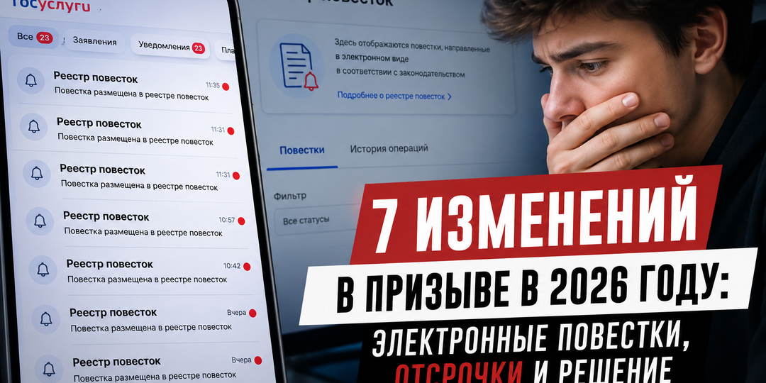 7 ИЗМЕНЕНИЙ В ПРИЗЫВЕ В 2026 ГОДУ: электронные повестки, отсрочки и решение на целый год