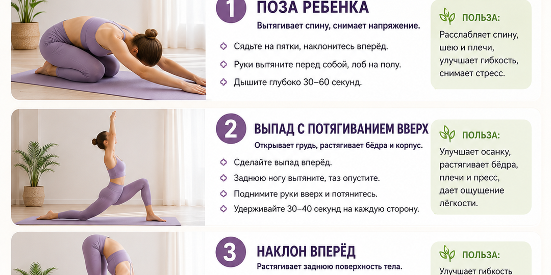 🧘‍♀️ 3 упражнения на растяжку для всего тела: всего 5 минут для гибкости и легкости