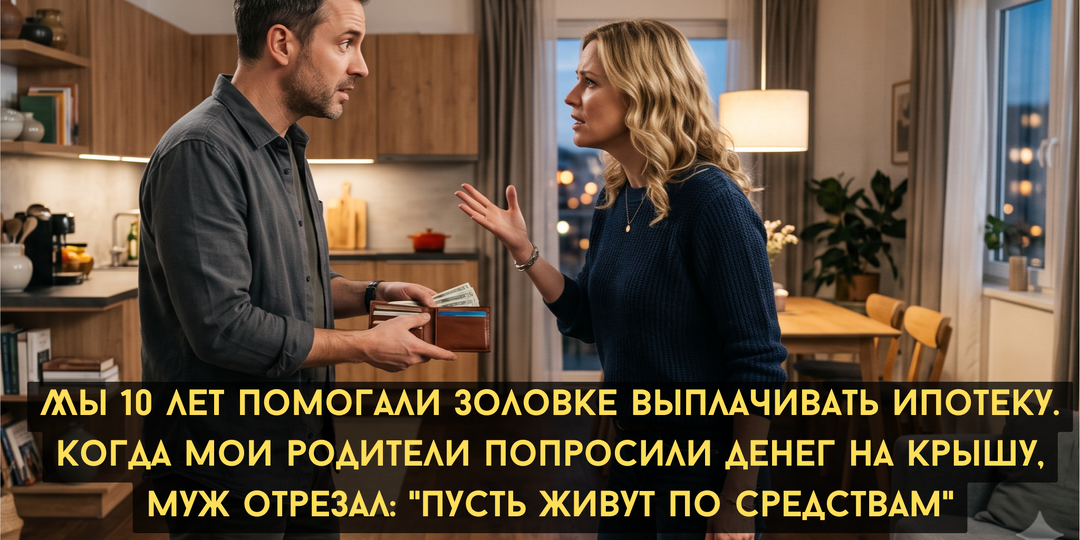 Мы 10 лет помогали золовке выплачивать ипотеку. Когда мои родители попросили денег на крышу, муж отрезал: "Пусть живут по средствам"