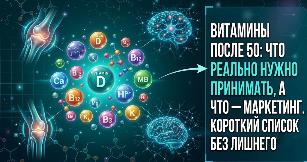 Витамины после 50: что реально нужно принимать, а что - маркетинг. Короткий список без лишнего