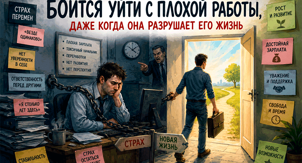 Почему человек боится уйти с плохой работы, даже когда она разрушает его жизнь