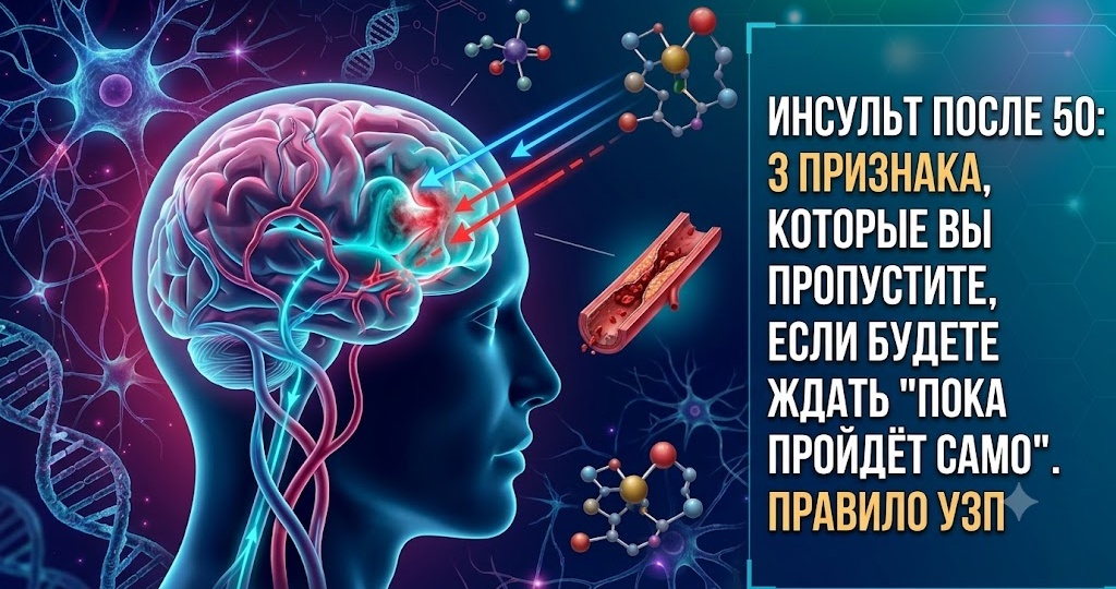 Инсульт после 50: 3 признака, которые вы пропустите, если будете ждать "пока пройдёт само". Правило УЗП