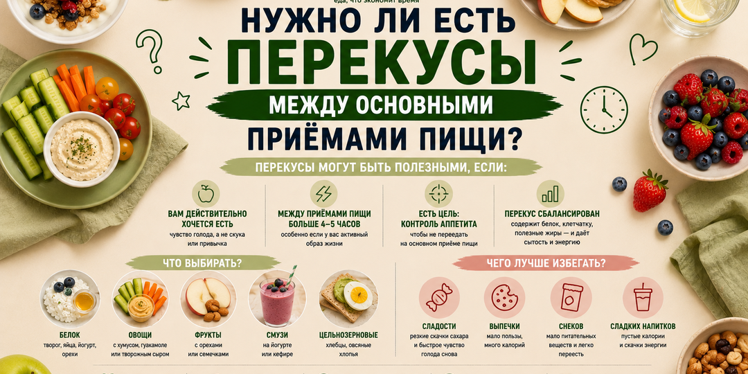 Нужно ли есть перекусы между основными приёмами пищи?