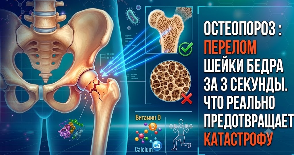 Остеопороз: перелом шейки бедра за 3 секунды. Что реально предотвращает катастрофу
