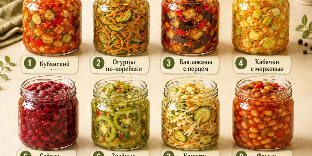 🥗 Когда хочется открыть зимой баночку сочного домашнего салата: огромная кулинарная шпаргалка по 12 легендарным рецептам