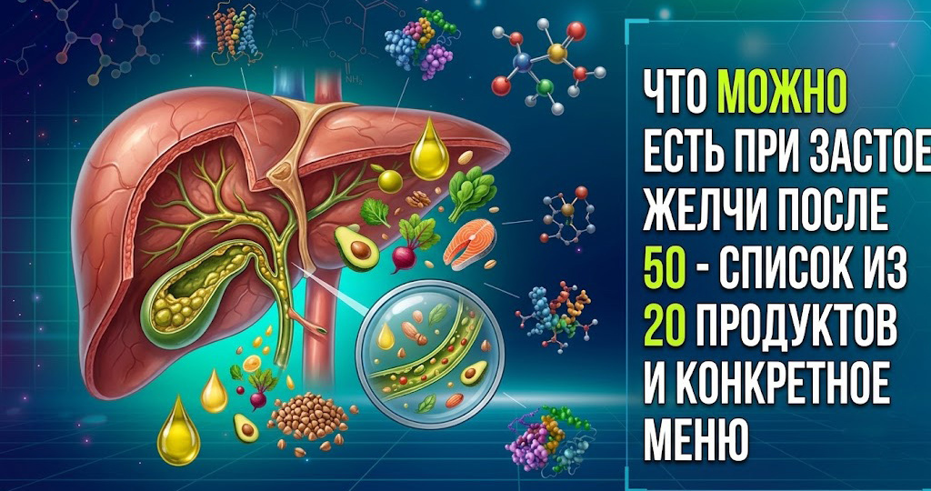Сериал «Желчный без паники». Часть 11: Что можно есть при застое желчи после 50 - список из 20 продуктов и конкретное меню 🥗