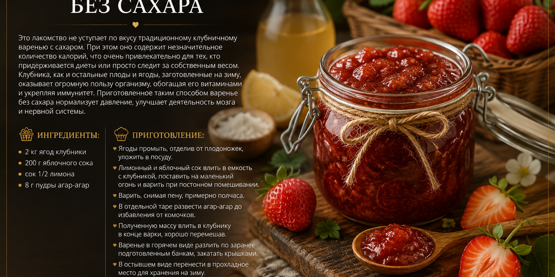 Варенье из клубники без сахара