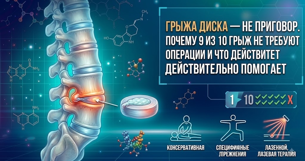 Спина без боли. Серия 2: Грыжа диска - не приговор. Почему 9 из 10 грыж не требуют операции и что действительно помогает