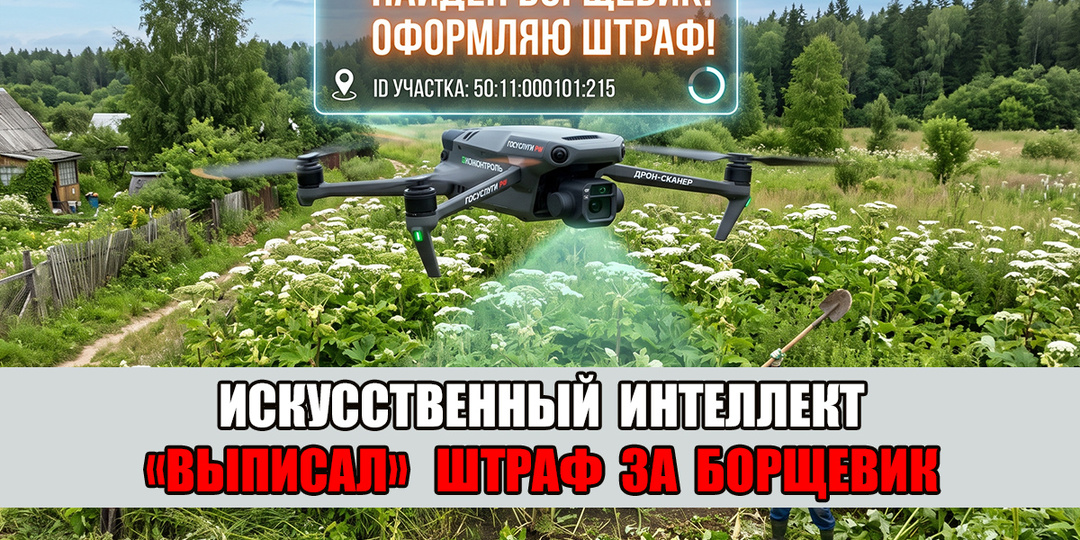 Первый штраф за борщевик в России от... искусственного интеллекта с дрона!