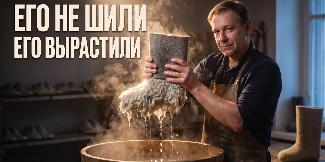 Почему валенок не разваливается, хотя в нём нет ни клея, ни ниток