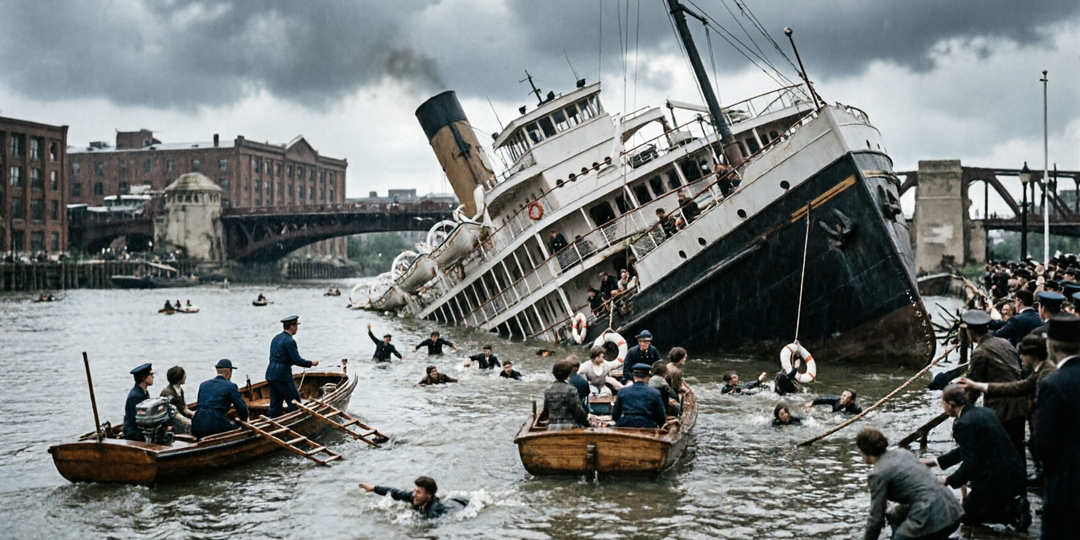 SS ИСТЛЕНД 1915 ГОДА: КАК ПАССАЖИРСКИЙ КОРАБЛЬ ПЕРЕВЕРНУЛСЯ НА РЕКЕ В ЧИКАГО