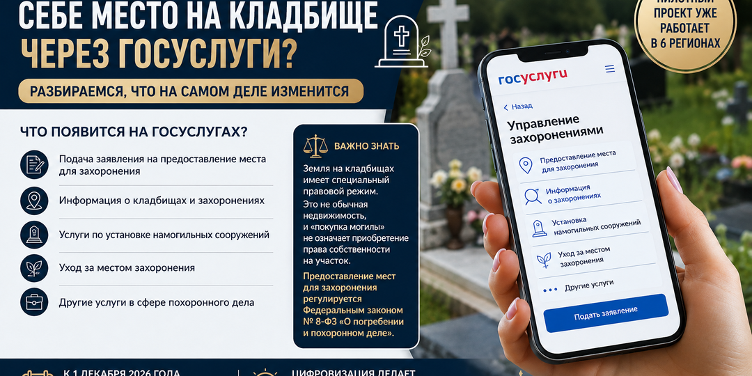 🪦 Можно ли теперь забронировать себе место на кладбище через Госуслуги? Разбираемся, что на самом деле изменится