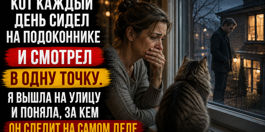 Кот каждый день сидел на подоконнике и смотрел в одну точку. Я вышла на улицу и поняла, за кем он следит на самом деле