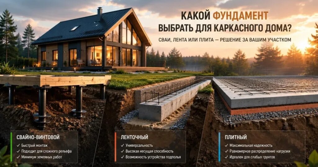 Фундамент для каркасного дома: какой выбрать